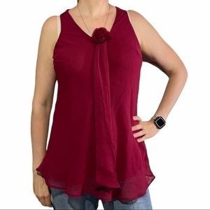 NUE OPTIONS Burgundy Sleeveless Blouse Small